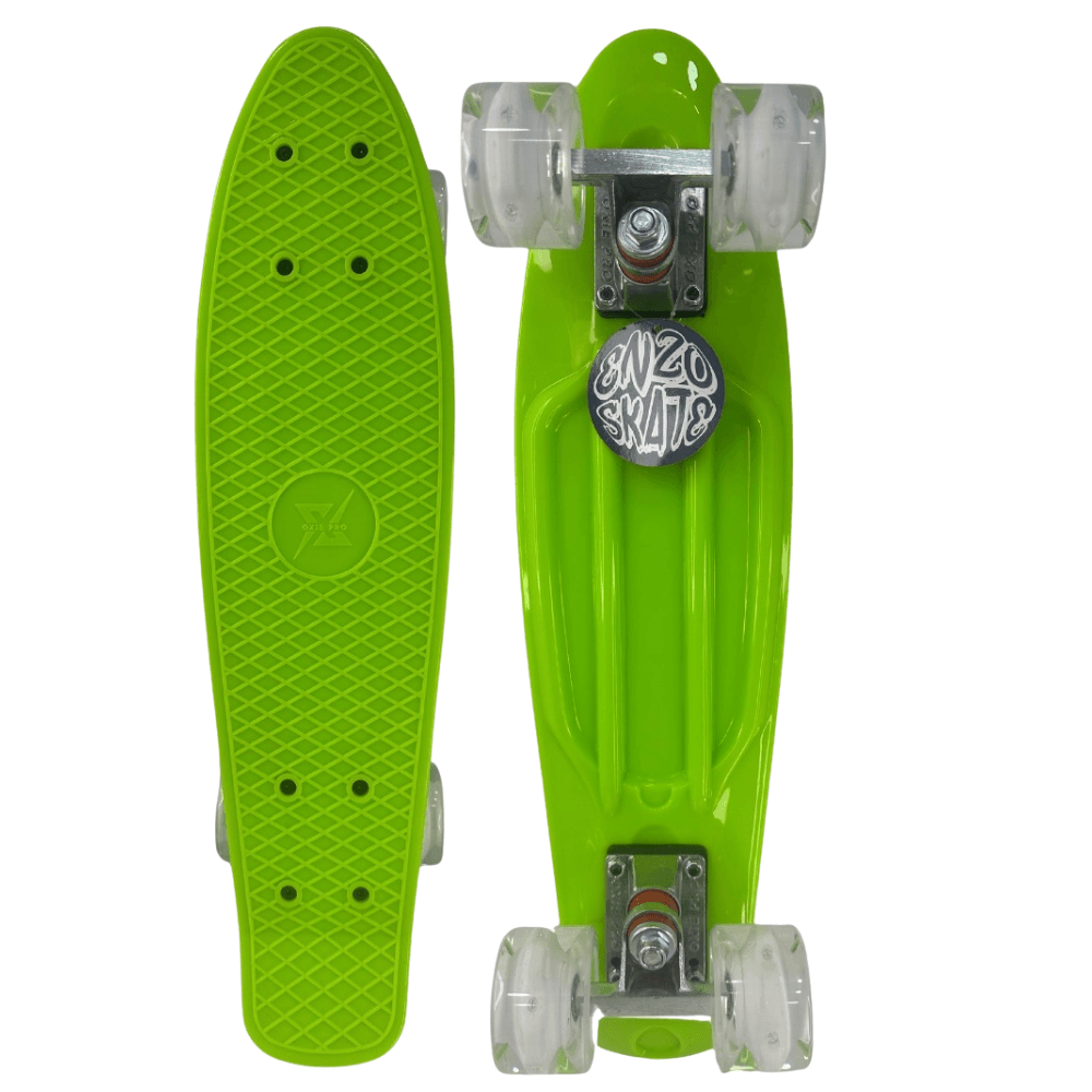 Oxie Pro Skateboard Enzo Penny con luces LED y mochila incluida, verde
